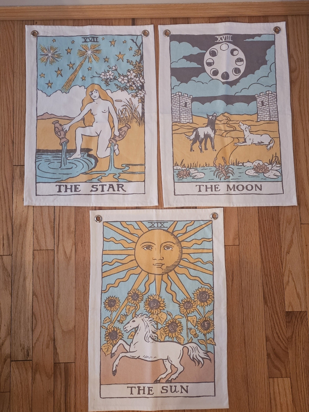 Tarot Wall Art Tapestry Set of 3 - The Star, The Moon & The Sun
